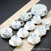 高档家用陶瓷白瓷茶壶盖碗，中式手绘功夫茶具茶杯套装定制
