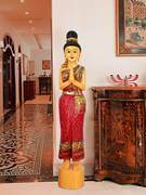 泰国迎宾摆件门童佛像装饰东南亚风情泰式软装傣族人偶仕女雕像