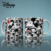 迪士尼米奇米妮水杯带盖带勺马克杯大容量卡通陶瓷杯时尚情侣杯子