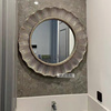 欧式镜圆形卫浴镜，美式装饰镜框卫生间客厅玄关，壁挂浴室镜子太阳花