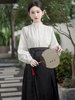 新中式汉元素立领刺绣衬衫女秋季国风白色长袖衬衣套装马面裙上衣