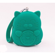 糖果色招财猫硅胶钥匙包硅胶零钱包收纳钥匙扣可爱硬币包