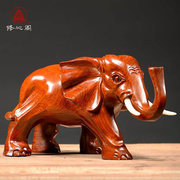 黄花梨木雕大象摆件一对实木仿古象客厅装饰品家居装饰红木工艺品