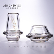 轻奢极简现代厚实玻璃，花瓶创意白色透明高级感样板售楼处酒店用品