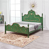 金色祖母绿美式实木床，复古双人床主卧床法式奢华床头柜高档民宿床