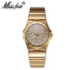 潮流镶水钻表带女士石英手表，时装品牌v230时尚圆形金色男国产腕表