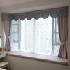纯色拼接飘窗窗帘加厚棉麻，卧室落地现代布料，客厅阳台遮光短帘