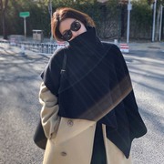 韩国2022舒适高领披肩，女冬季外搭针织不规则，斗篷加厚大衣围巾