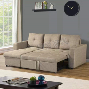 现代布艺沙发床免洗可折叠两用小户型客厅贵妃储物多功能转角