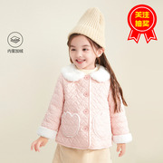 笛莎童装女童外套，2023年冬装儿童女，宝宝甜美短款造型棉服