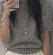 沉甸甸的韩国博主同款小众设计实心圆球长项链，女气质大银球毛衣链