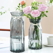 二件套大号玻璃花瓶透明水培鲜花富贵竹，百合花瓶客厅插花摆件