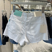 白色破洞牛仔短裤女夏季薄款胖妹妹mm大码毛边超短裤高腰显瘦热裤