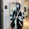 weekeep韩系慵懒风宽松连帽长袖拉链毛衣外套女星星，印花休闲上衣