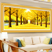 蒙娜丽莎十字绣黄金满地全景，2023线绣客厅，大幅自己绣手工风景