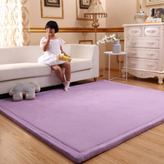 日式珊瑚绒纯色长方形客厅卧室飘窗床边地毯床前毯榻榻米地垫定制