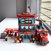 积木玩具城市消防总局消防车，警察局拼图男孩，拼装益智力儿童6岁￥