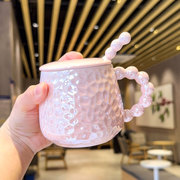 学生高颜值杯子设计感马克杯可爱陶瓷咖啡杯ins水杯带盖带勺女生