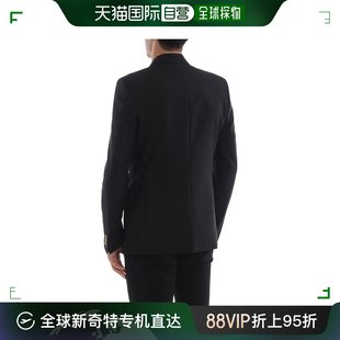 香港直邮GIVENCHY 男士黑色羊毛和马海毛饰有金色两粒扣西装上衣