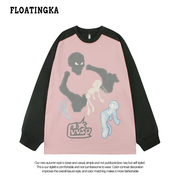 FLOATINGKA浮佧尼美式复古骷髅长袖T恤男女设计感潮牌情侣款卫衣