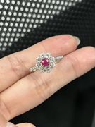18k金缅甸(金缅甸)红宝石钻石白色蓝宝石，戒指甜甜的色系亮眼的存在
