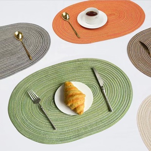 棉纱椭圆餐垫苎麻布艺隔热垫ins防烫锅垫家用创意手工编织装饰垫