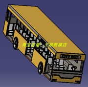 大客车公共汽车公交车身三维几何数模型3D打印素材座椅子座位轮胎