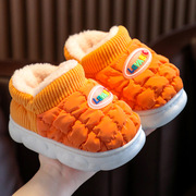 儿童棉拖鞋秋冬季男女童羽绒布防水防滑卡通包跟加绒加厚宝宝鞋子