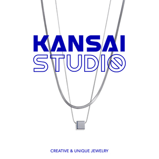 kansai双层小方块圆蛇项链女高级设计感小众，简约时尚钛钢饰品