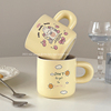 可爱奶fufu马克杯带勺子家用女生陶瓷水杯高颜值情侣一对早餐杯子