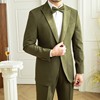 鹿三先生英伦修身男士礼服，绿色西装复古宴会，伴郎大气时尚西服外套