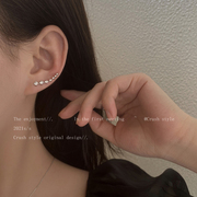 一排式锆石耳环女轻奢小众设计感高级耳钉2024港风耳饰品