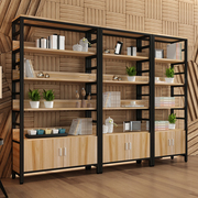 钢木书架书柜现代多层落地储物柜自由组合置物架经济型简易带柜门