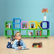 儿童落地书柜简易免安装多层收纳置物架，学幼儿园可移动书架宣传栏