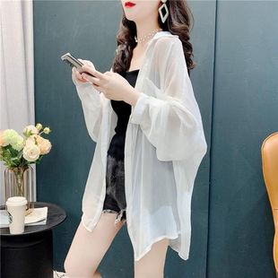 防晒衣女2024韩版夏季蝙蝠袖，雪纺衫大码宽松透气薄款外套开衫