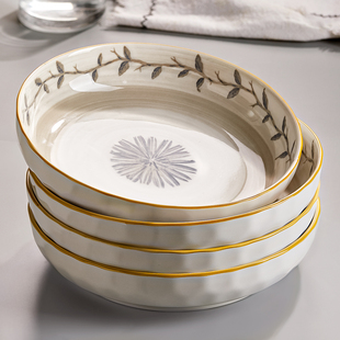 日式盘子菜盘家用2024菜碟子高级感陶瓷碗碟8寸深盘餐盘餐具