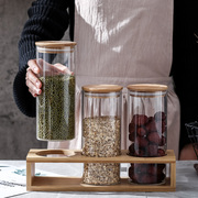 北欧厨房玻璃密封罐套装家用陶瓷咖啡茶叶杂粮调味料收纳储物罐子