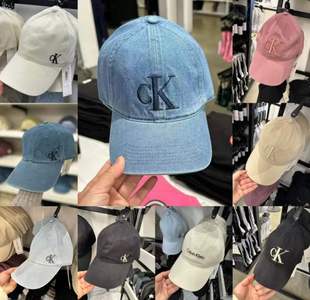 落落美国 Calvin Klein/CK男女款可调节牛仔布logo刺绣遮阳帽