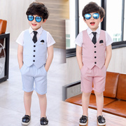 夏款童装韩版男童小西装马甲英伦表演礼服套装儿童西服潮