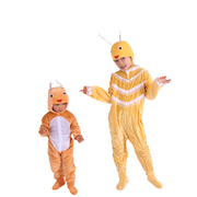 儿童卡通蜗牛黄色中性表演服成人亲子连体，帽子舞蹈演出服套装