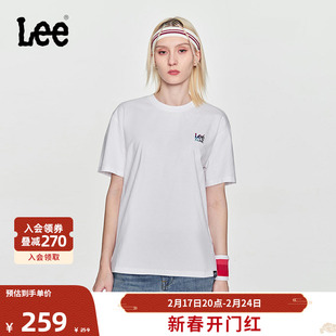 Lee24早春舒适版烫金字母印花男友风女短袖T恤潮LWT0082154LE