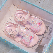 女童凉鞋2023夏季软，底儿童鞋小女孩时尚公主，鞋子中大童沙滩鞋