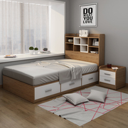 现代简约单人榻榻米床，1米小户型带床头书架储物床