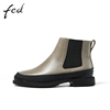 fed真皮靴子冬季气质黑色牛皮时尚女士高级感短靴1030-ZF358