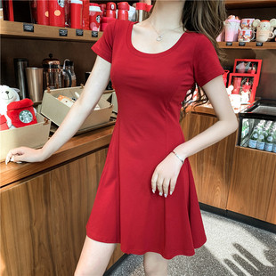 2023红色连衣裙女成人，小个子秋性感收腰显瘦高级感气质裙子夏