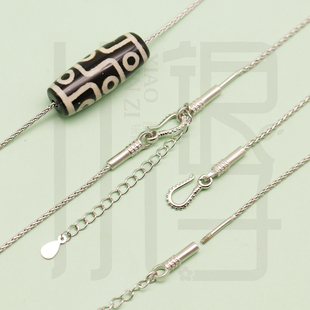 s925纯银项链拧螺丝天珠狐尾链，银镀金锁骨，链条diy裸链含延长链