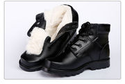 16靴子男高帮加绒户外单靴中筒保暖黑皮马丁靴羊毛皮棉靴冬季靴