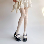 蕾丝袜白色复古连裤袜子女lolita镂空薄款提花渔网袜jk打底丝袜