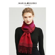 MARJAKURKI玛丽亚古琦红色羊绒围巾女冬季百搭加厚保暖围脖礼盒装