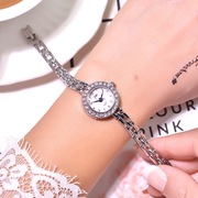女士简约手链手表镶钻女表小表盘细表带全钢奢华银色时装表石英表